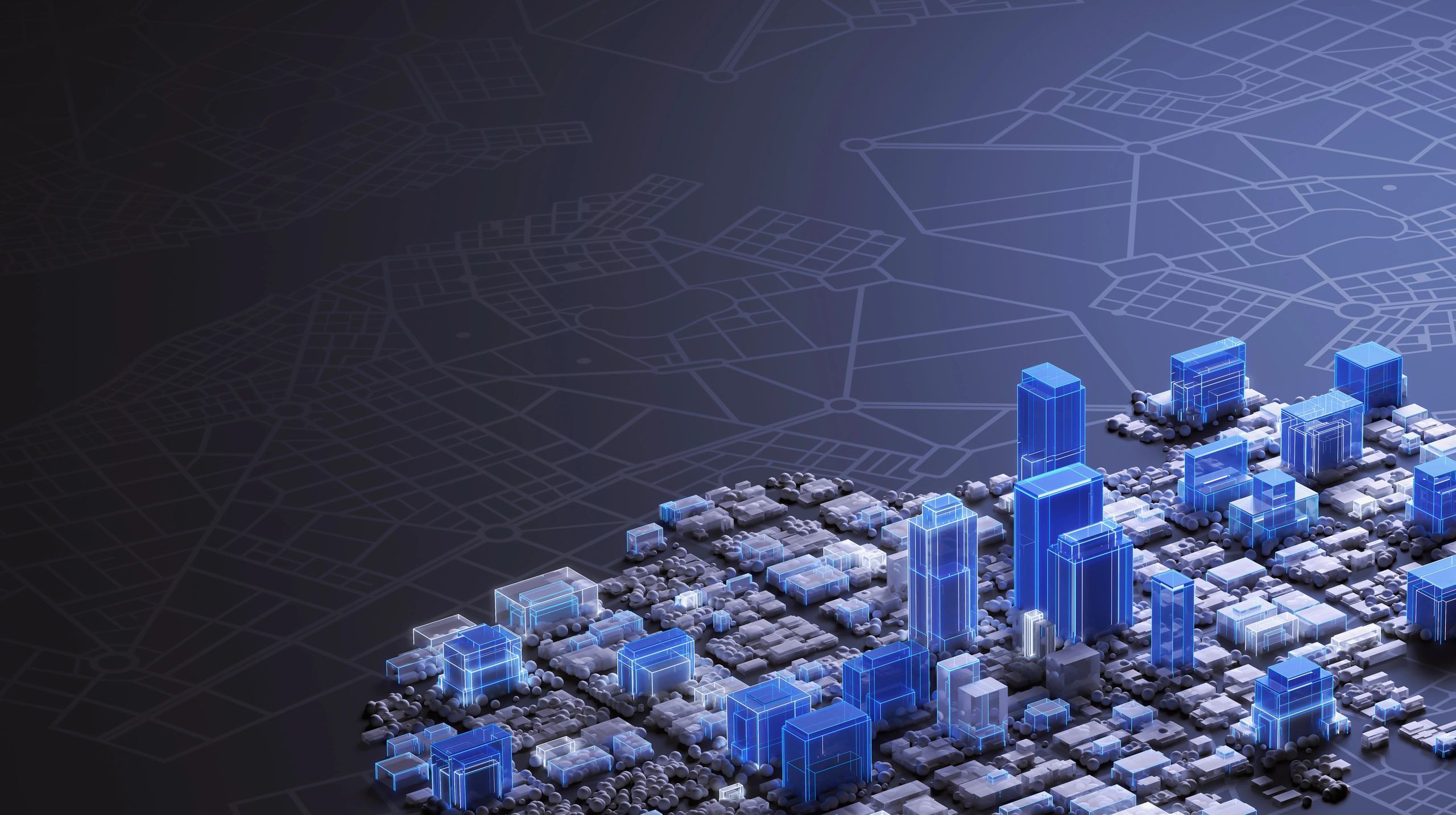Digital city network visualization representing threat monitoring