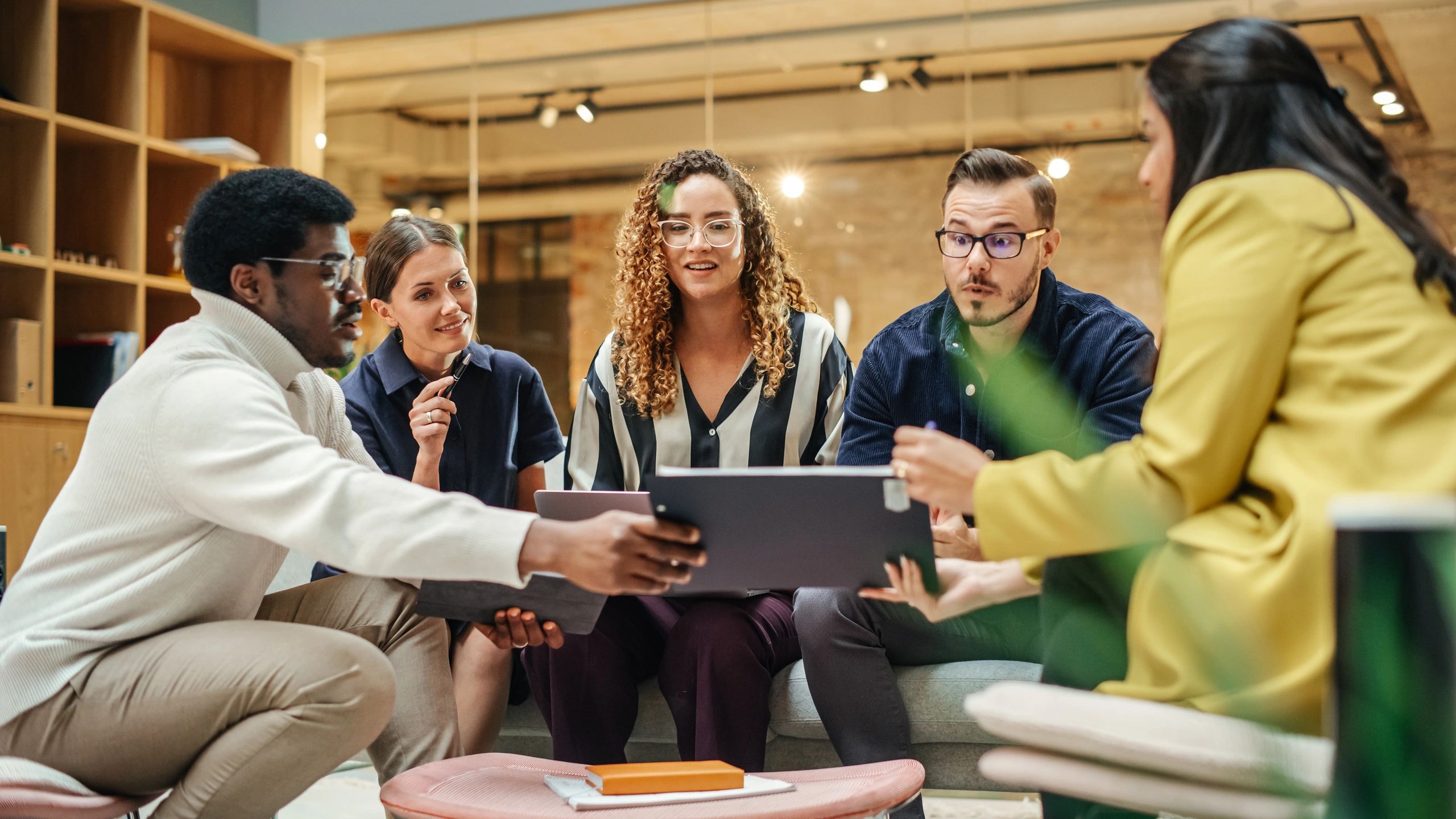 Business team collaborating in a modern office